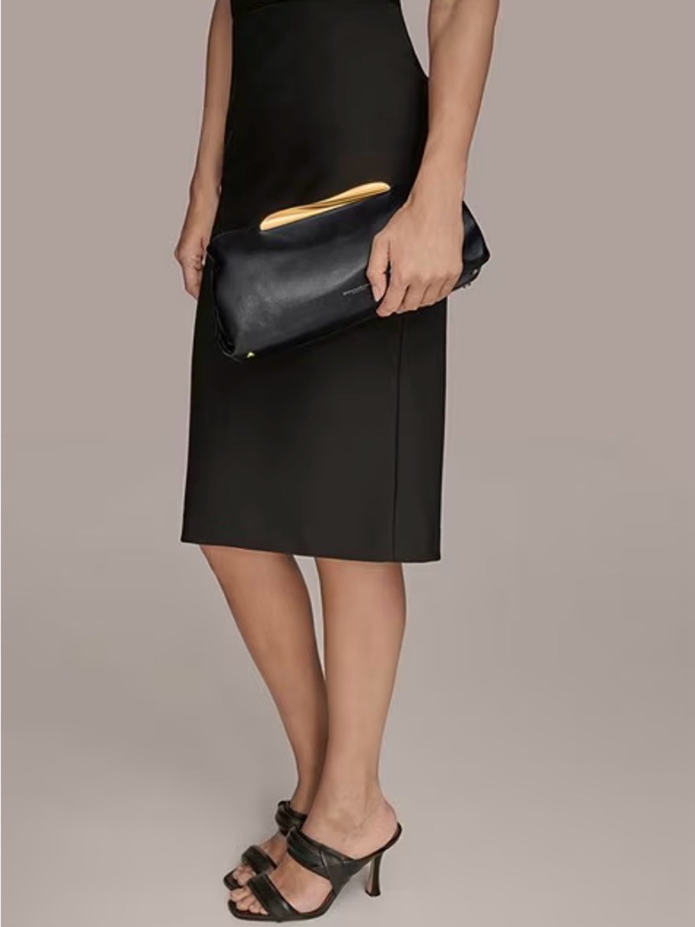 NWT Donna Karen Poplin Leather Convertible Clutch Bag - Picture 3 of 6